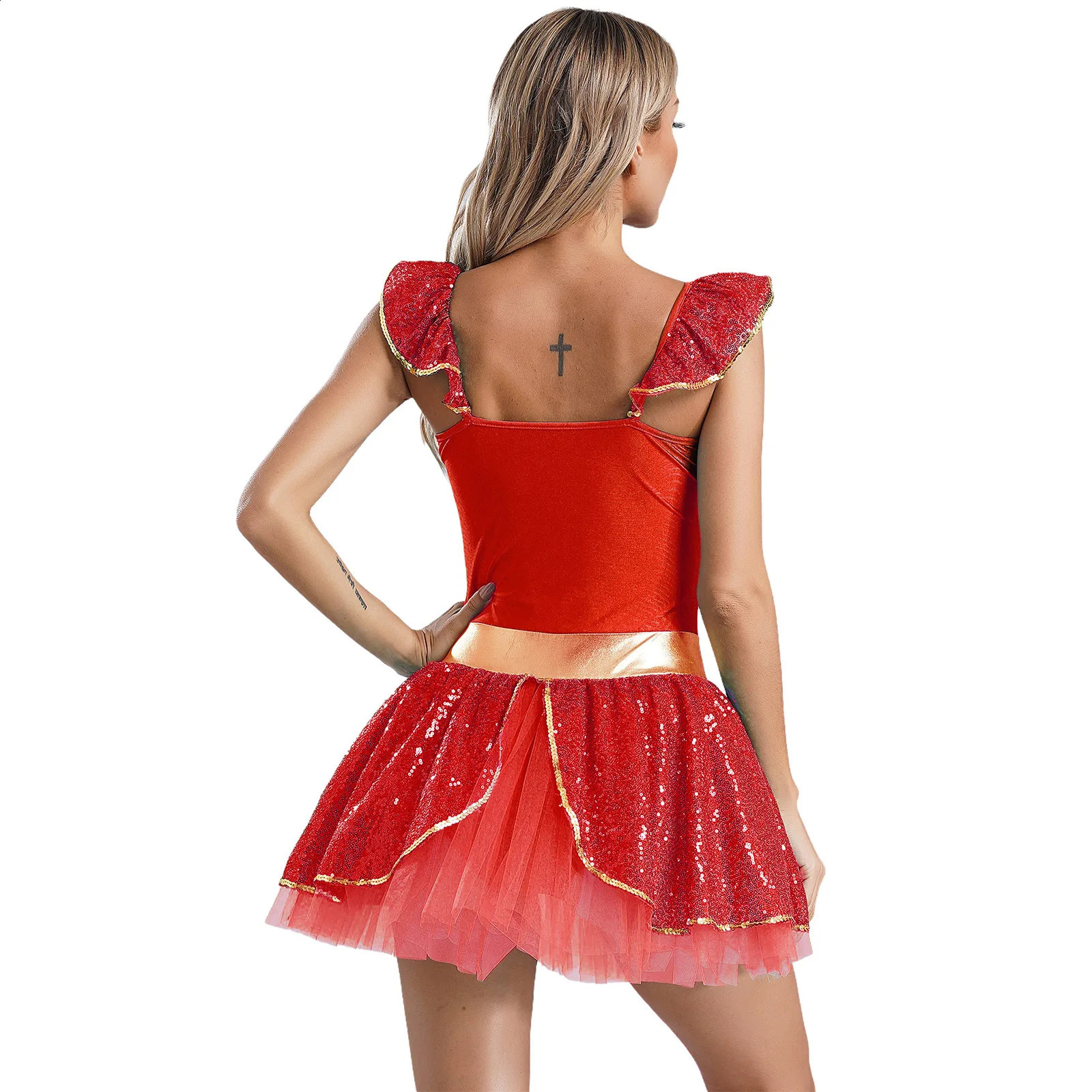 Womens Halloween Arabian Princess Circus cosplay costume gemstone glitter sheer bodysuit Tutu dress theme party carnival outfit 240823