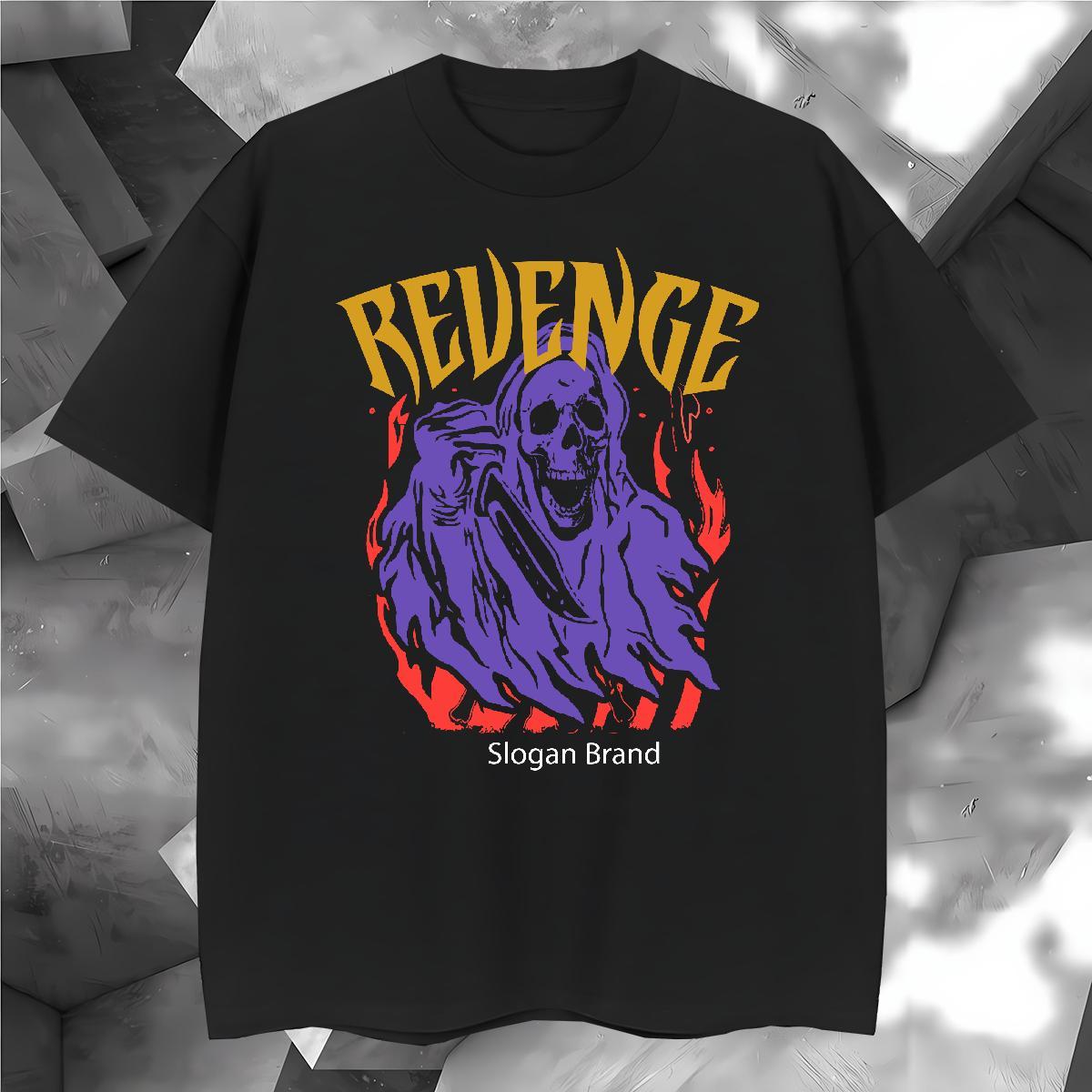 Loose Man T Shirts 230g 100% Cotton skull Casual Daily Wear Black Oversized O Neck Short Sleeves Men Tshirts DIY Top Tees