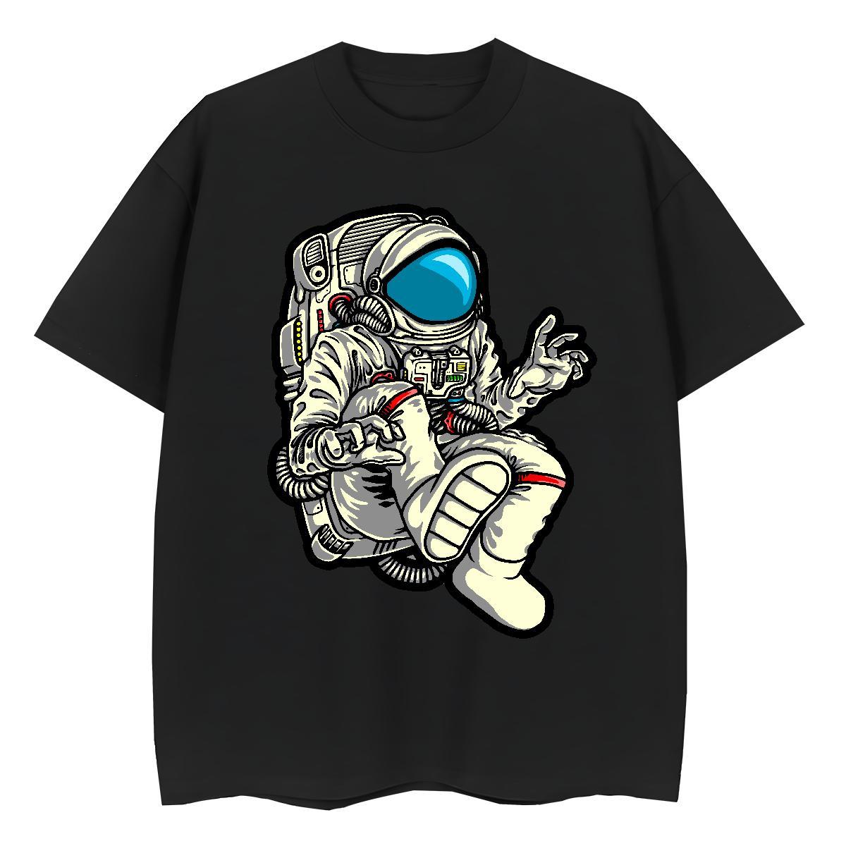5A Women Tshirts 230g Pure Cotton cosmonaut Beach T-Shirts Breathable Plus Size Custom Top Tees