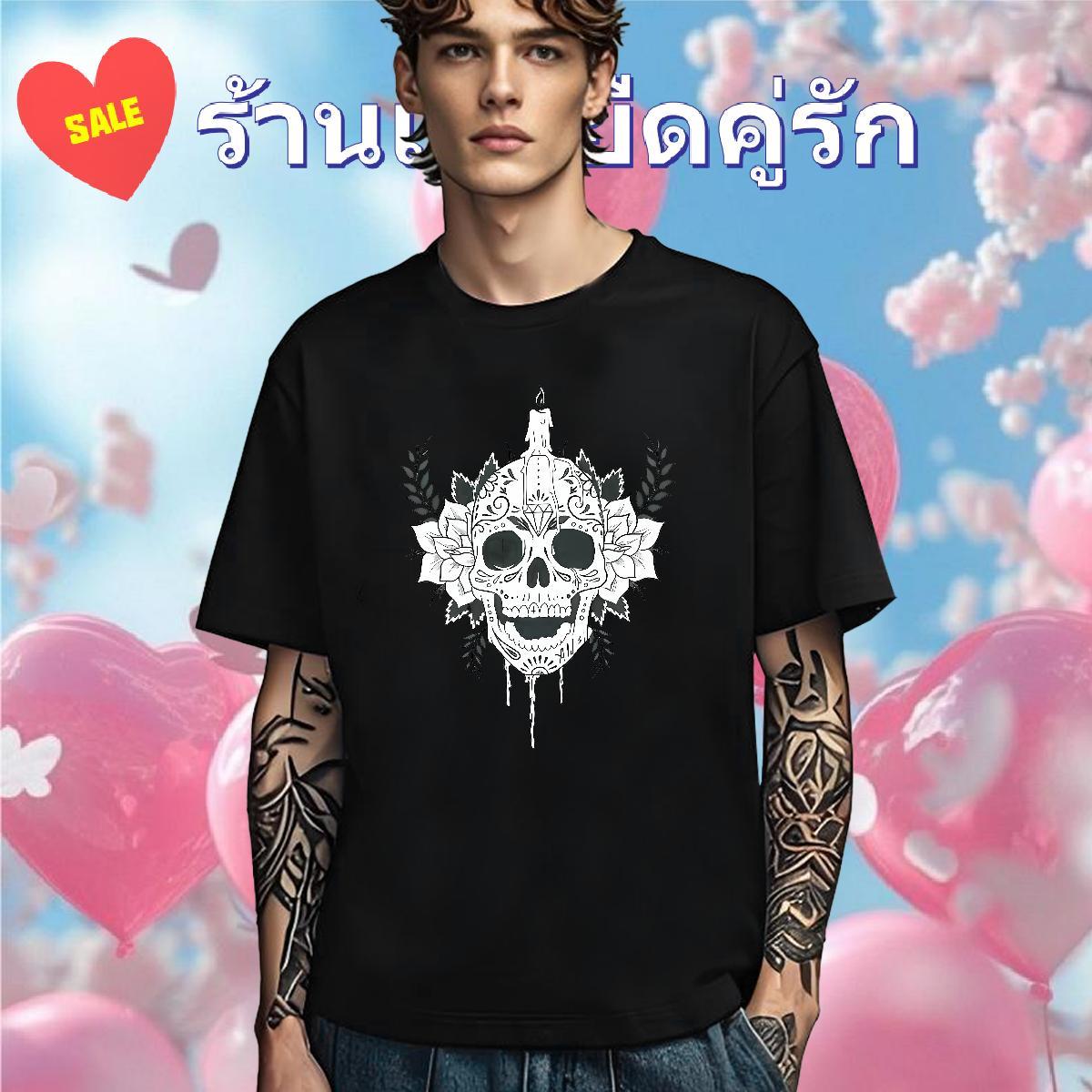 Designer T-Shirts for Men 230g Pure Cotton skull Daily Outfit Asian Size Breathable Crew Neck Men Tees Fashion Design Tees Shirts