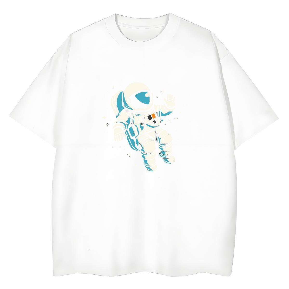 Brand Couples T Shirts 230g Cotton cosmonaut Street Woman T Shirts Breathable Short Sleeve Black Oversized Clothes