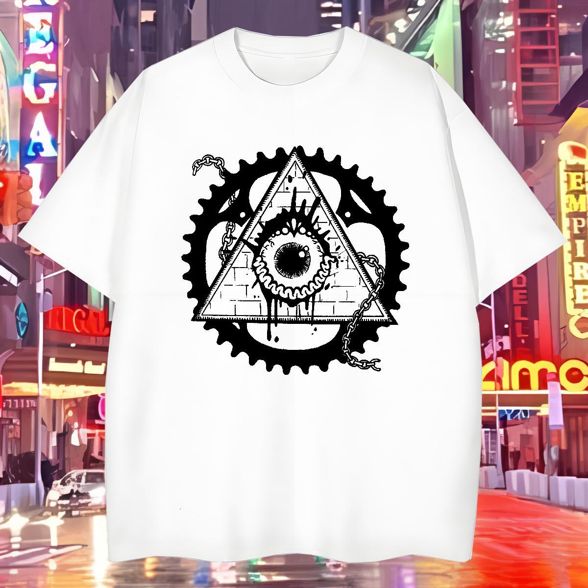 High Quality T Shirt For Man 230g 100% Cotton eye of the devil Street wear Hip Hop Oversized Pure Cotton Mens Tshirts Fashion Designer Top Tees