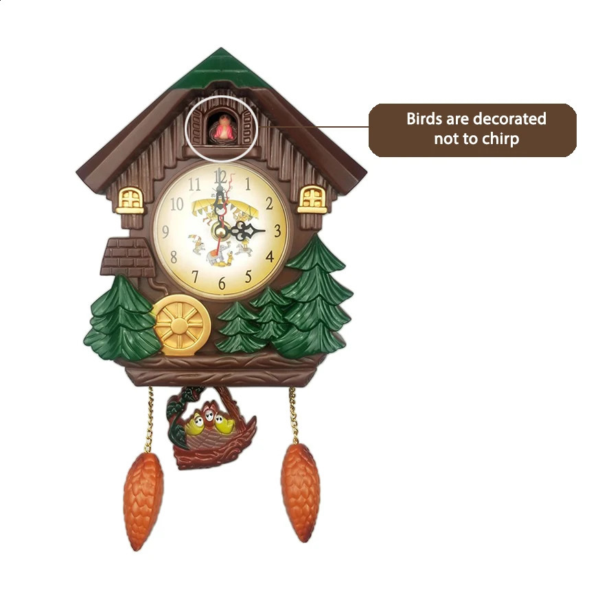Cuckoo Bird House Creative Wall Clock Pastoral Style Cartoon Kids Room Decorative Wall Clock Full Clock Music Time Reporting 240824