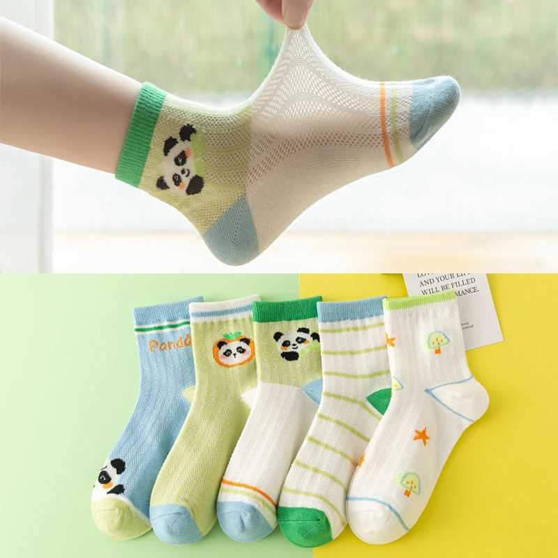5 pairs of kidsrens socks thin mesh cotton socks girls socks breathable and sweat-absorbent mid-calf socks CL240824