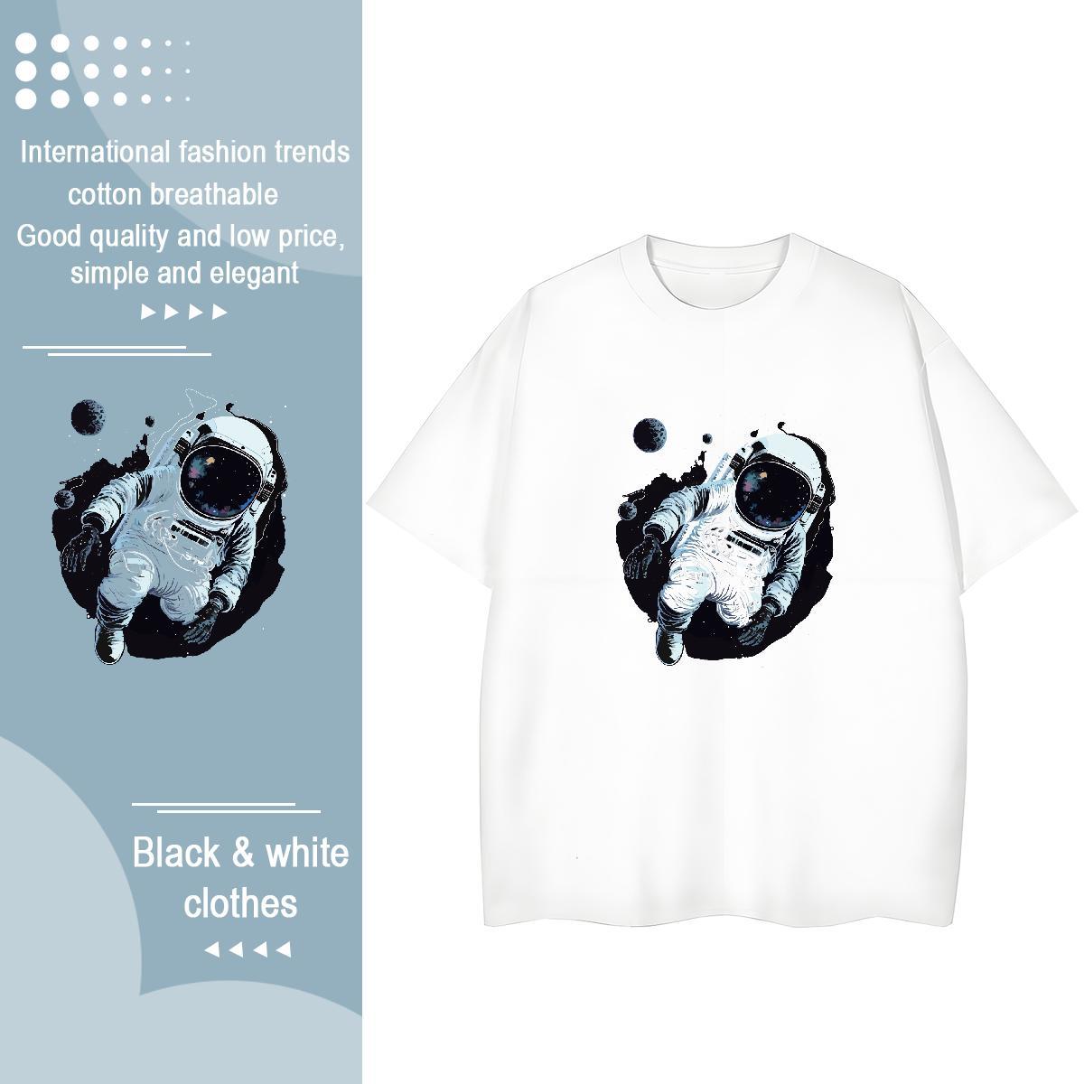 Lady Tshirt for Man Woman 100% Cotton 230g universe Sports Street Wear Woman T Shirts Short sleeve Soft Cartoon Printing L-4XL Polos
