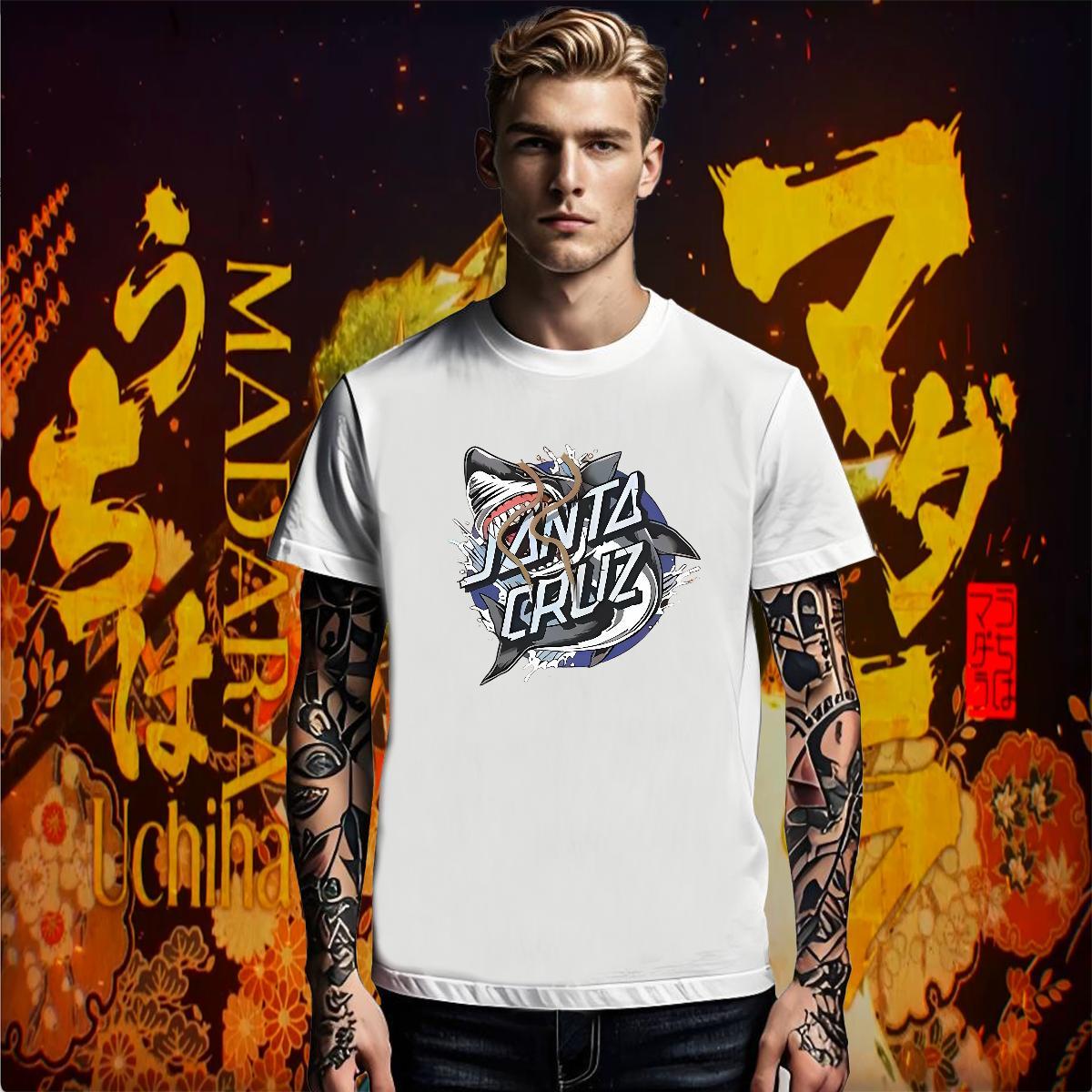 New Arrival Men Clothes T-Shirt shark Daily Wear 230g Pure Cotton Tee Shirt Crew Neck High Quality Man T Shirts Cartoon Printing L-4XL