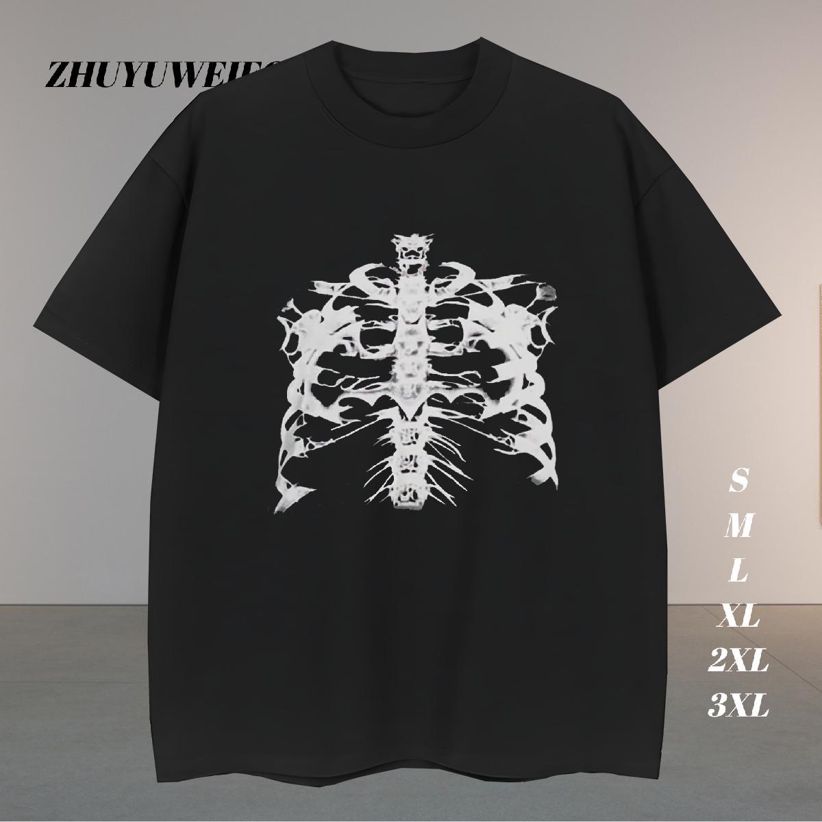 Soft Men T Shirts 230g 100% Cotton skull Casual Daily Wear White Plus Size Breathable Short Sleeve Men Clothes T-Shirt Factory Direct Tee Shirt
