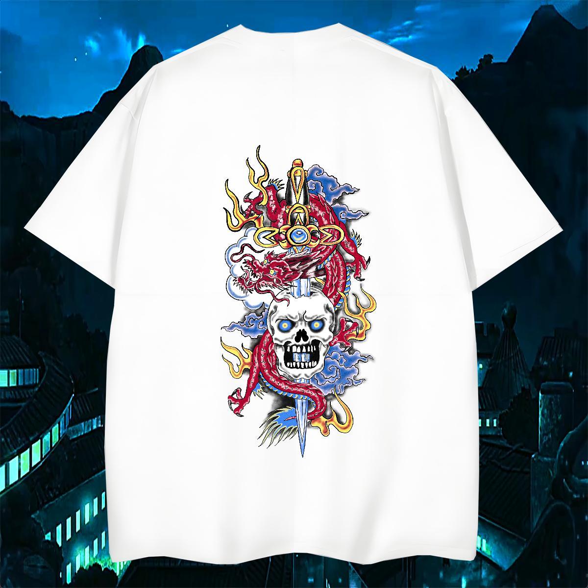 Unisex Man T Shirts 230g 100% Cotton skull Home Outdoor Custom Cartoon Breathable Crew Neck Tshirt for Man Woman DIY Customized Top Tees