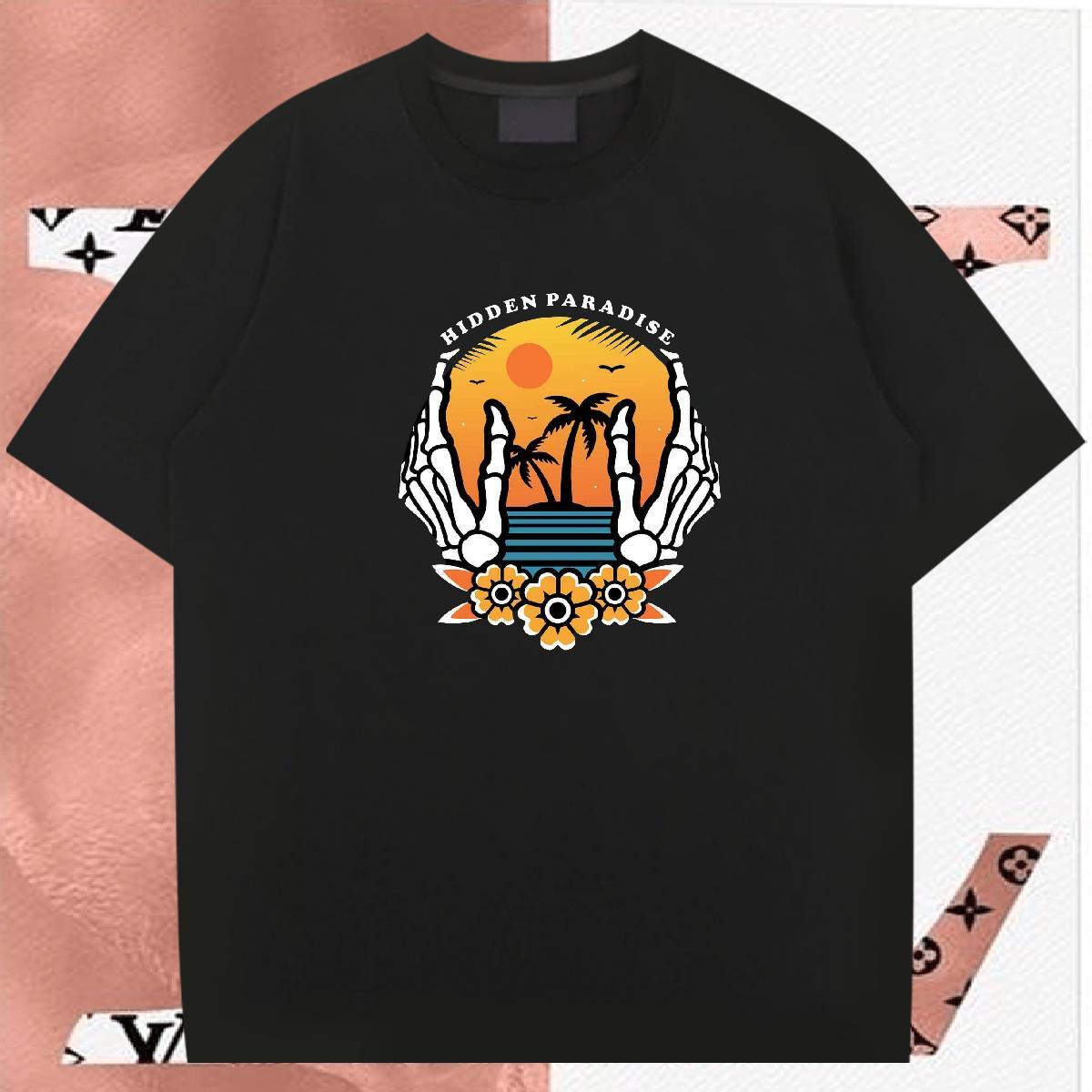Designer Man T Shirts 230g Cotton skull Beach Customized Breathable Short Sleeve Tshirt for Man Woman New Tshirts
