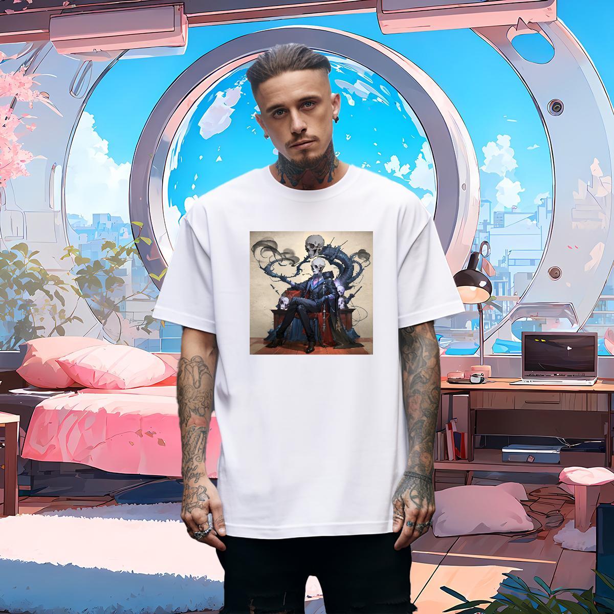 Cool Design Mens T Shirts 230g 100% Cotton skull High Street Hip Hop Plus Size Cartoon Short Sleeve O-Neck Men Tshirts Designer Wear