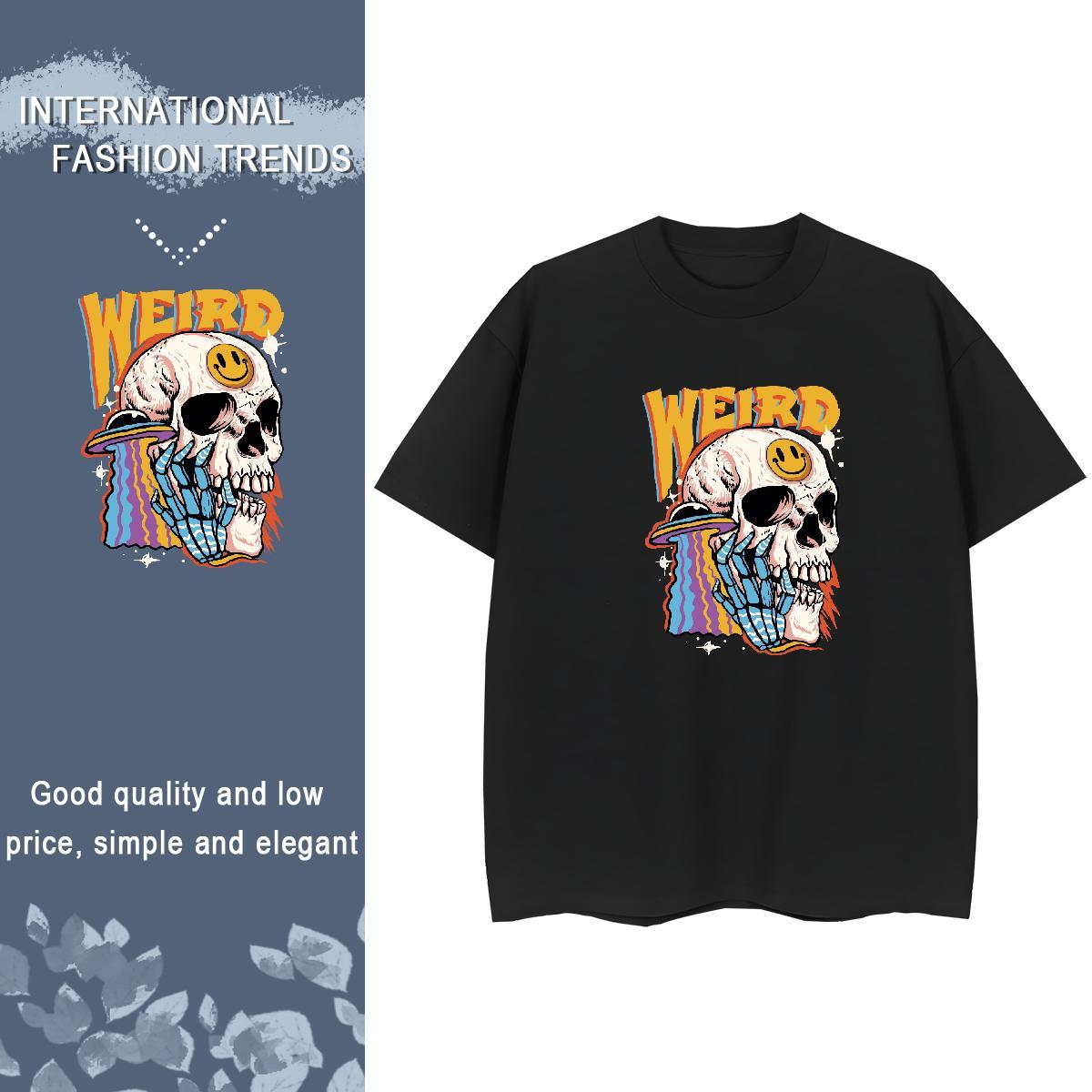 Loose Fit T-Shirts for Men 230g 100% Cotton skull Daily Wear Oversized 3XL 4XL Breathable Crew Neck Men Tees Designer Tops