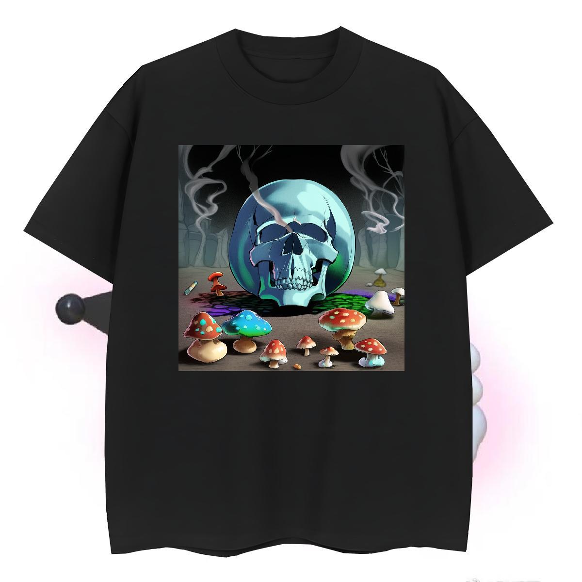 Soft T-Shirts 230g Pure Cotton skull Casual Oversized 3XL 4XL Crew Neck Mens Tshirts Fashion Casual Tee Shirt