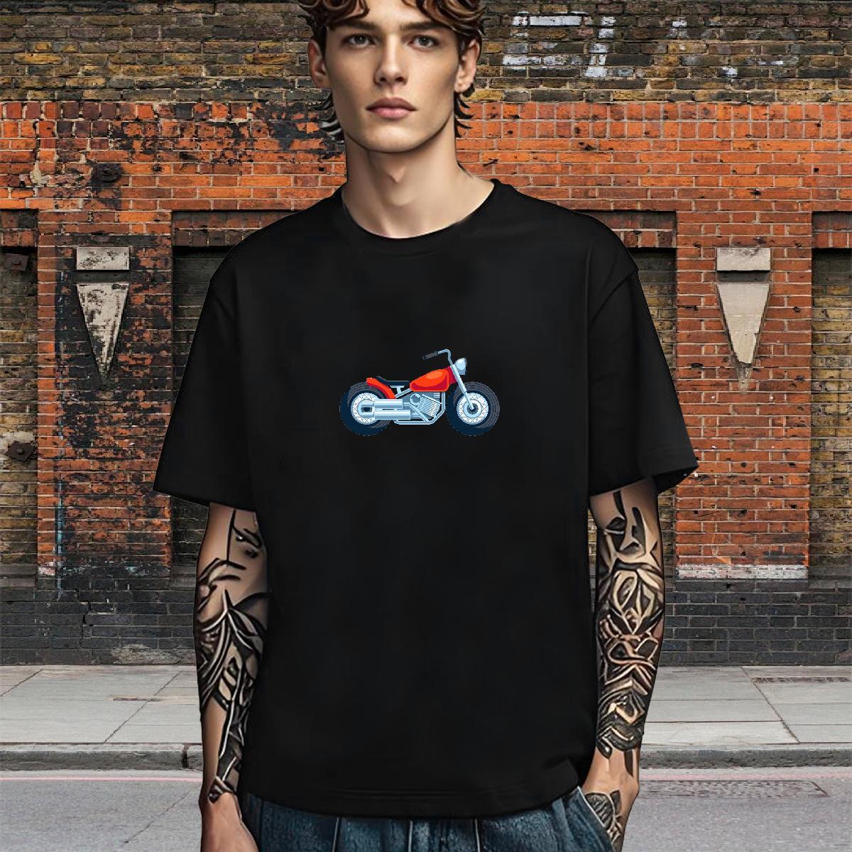 Loose Fit T Shirts Men 100% Cotton 230g Motorcycle Street wear Hip Hop Custom Printed Breathable Short Sleeve Tshirts Stylist Tees Shirts