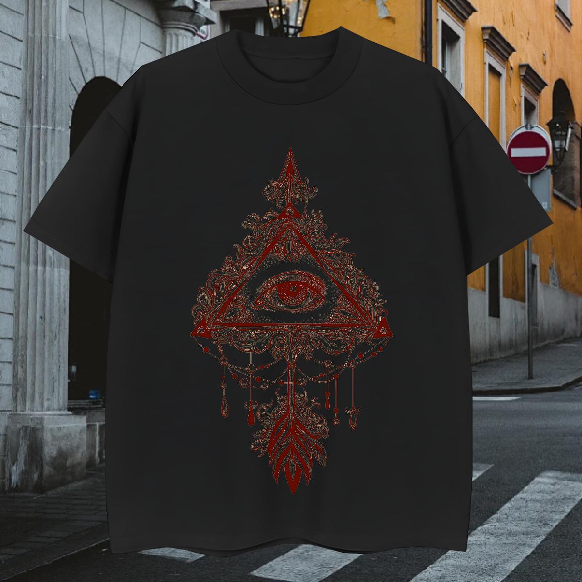 Cool T Shirt For Man 230g Cotton eye of the devil Sports Casual Cartoon Print O-Neck Short Sleeve Men Tshirts Stylist Clothes