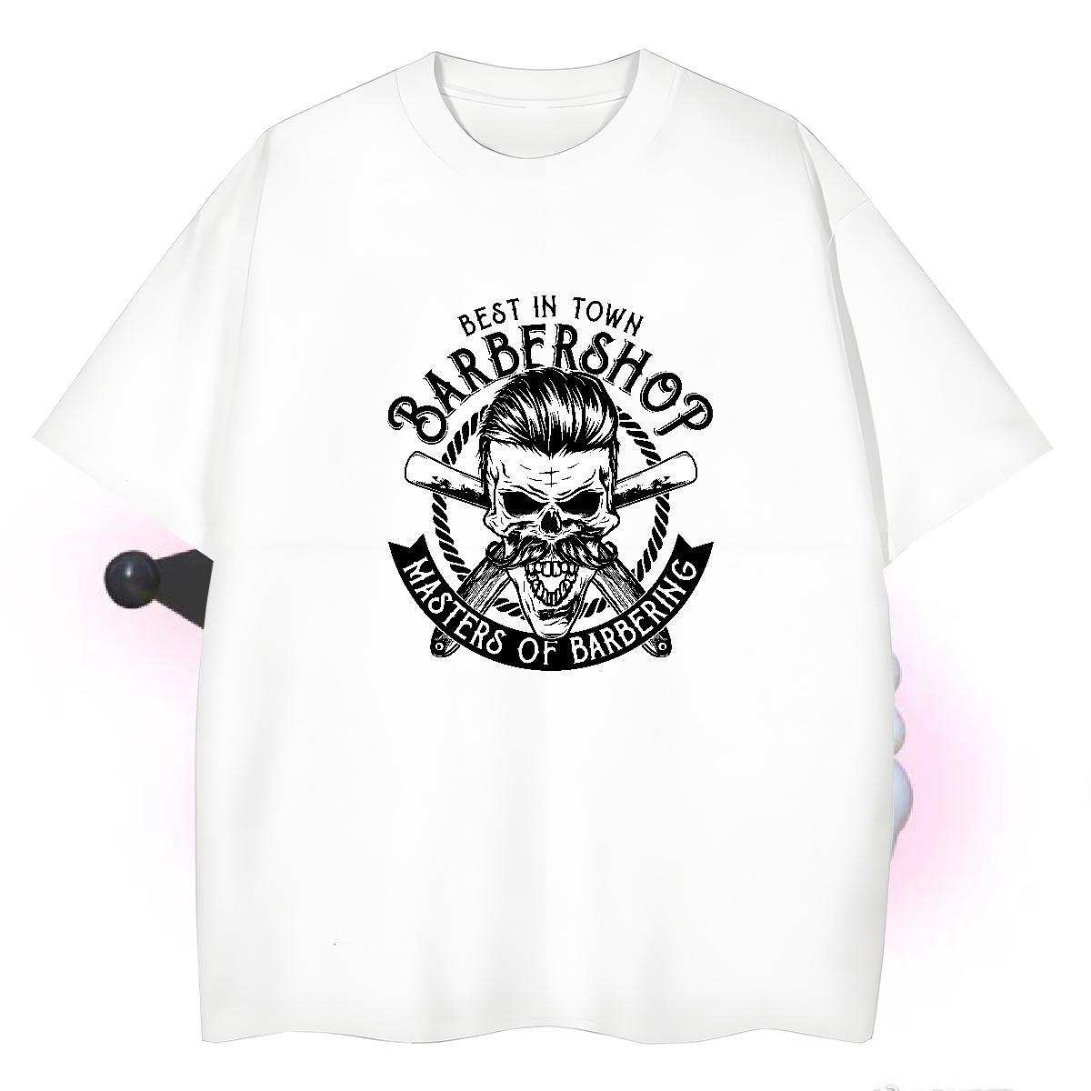 Free Shipping T-Shirts 230g Pure Cotton skull Street DIY Logo Oversized Short Sleeve O-Neck Men Clothes T-Shirt New Arrival Clothings