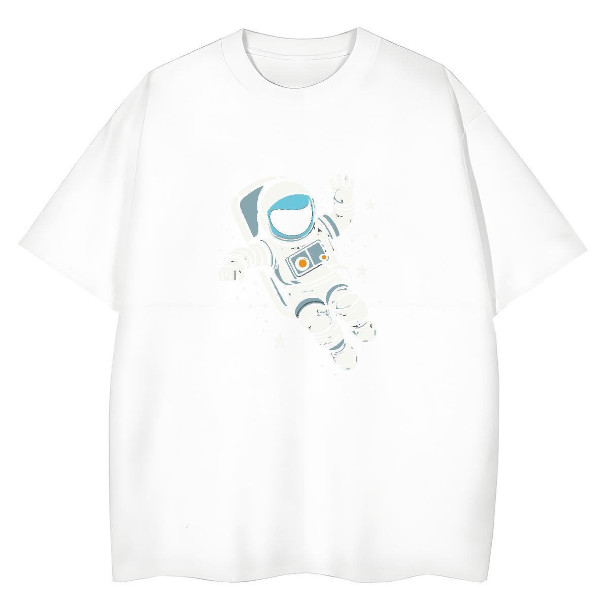 Comfortable Unisex Tshirts 230g Pure Cotton cosmonaut Sport Women T Shirts Breathable Cartoon Floral Printing Clothings