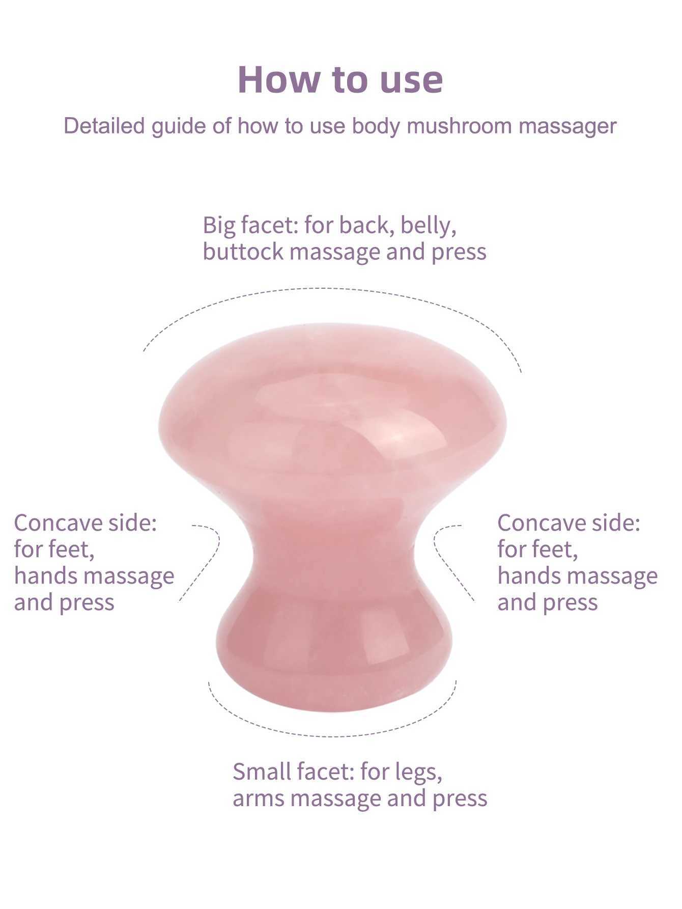 1PC Natural Rose Quartz Mushroom Shape Face Massager Jade Facial Roller Beauty Massage Eye Neck Health Skin Care Guasha Spa Tool CL240824