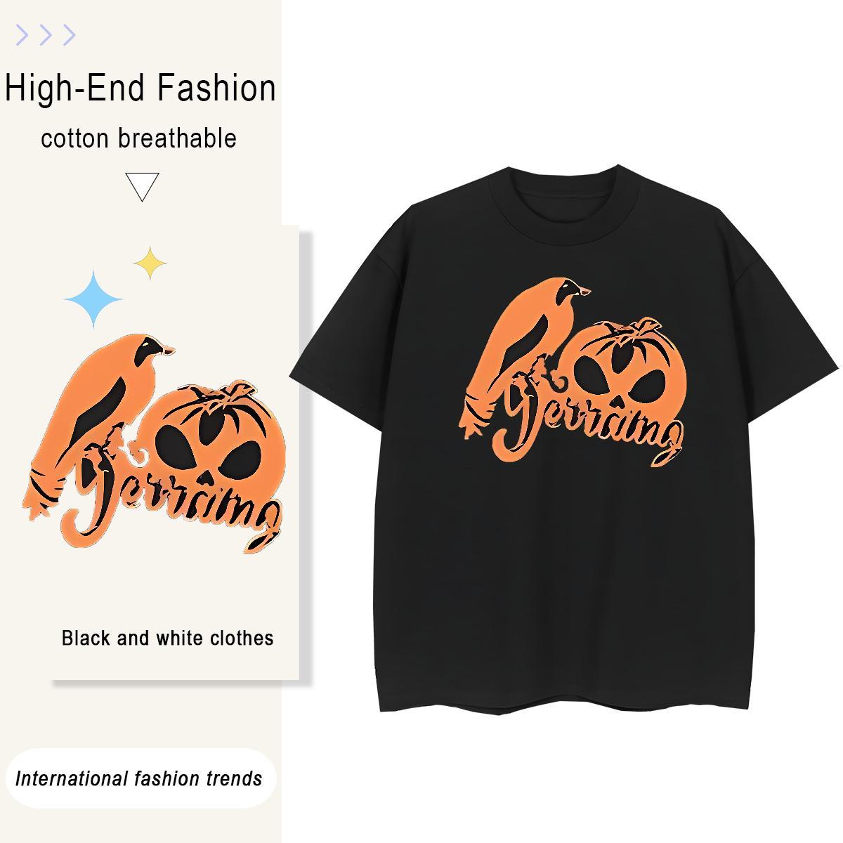 Fashion Design Men Tops Tees pumpkin Casual Daily Wear 230g Cotton Tshirts Breathable Soft Popular Man T Shirts DIY