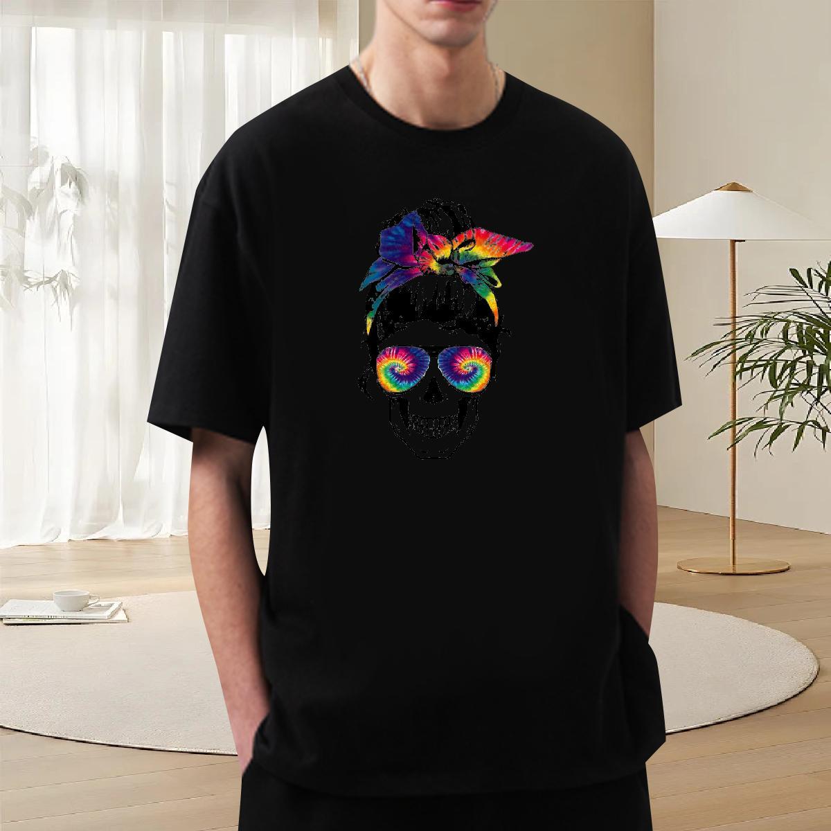 Comfortable T Shirt For Man 230g Cotton skull Casual Custom Printed Short Sleeve O-Neck Men Tees New Designer Clothes
