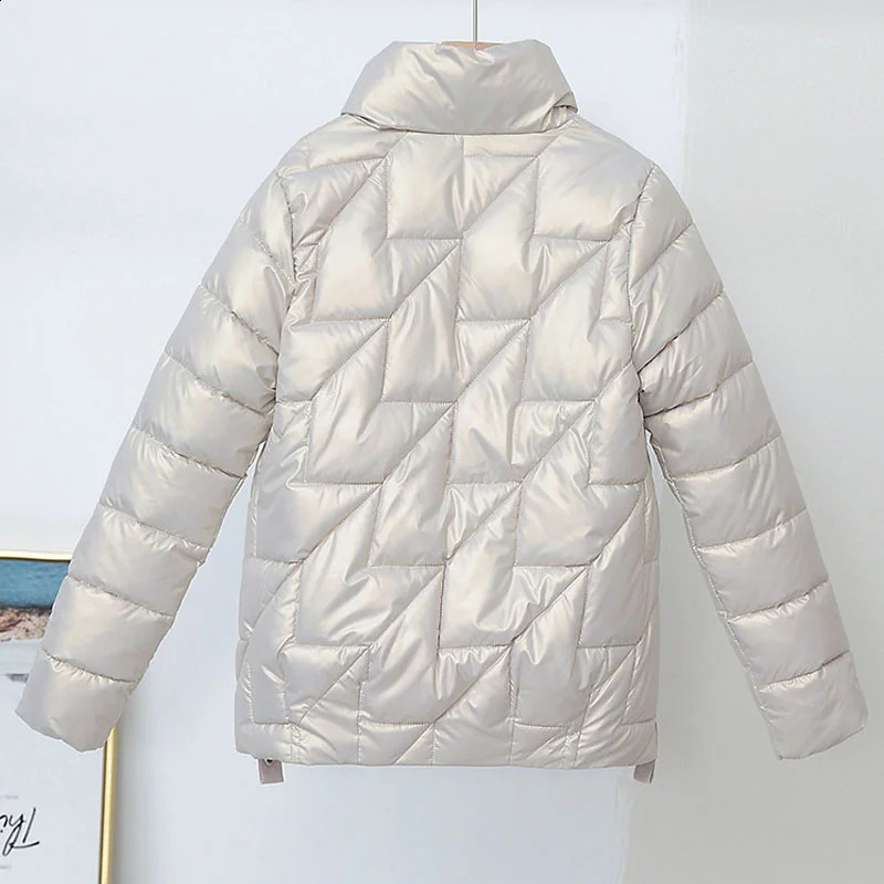Womens jacket winter Parkas womens glossy down cotton stand collar casual warm Parka short 240823