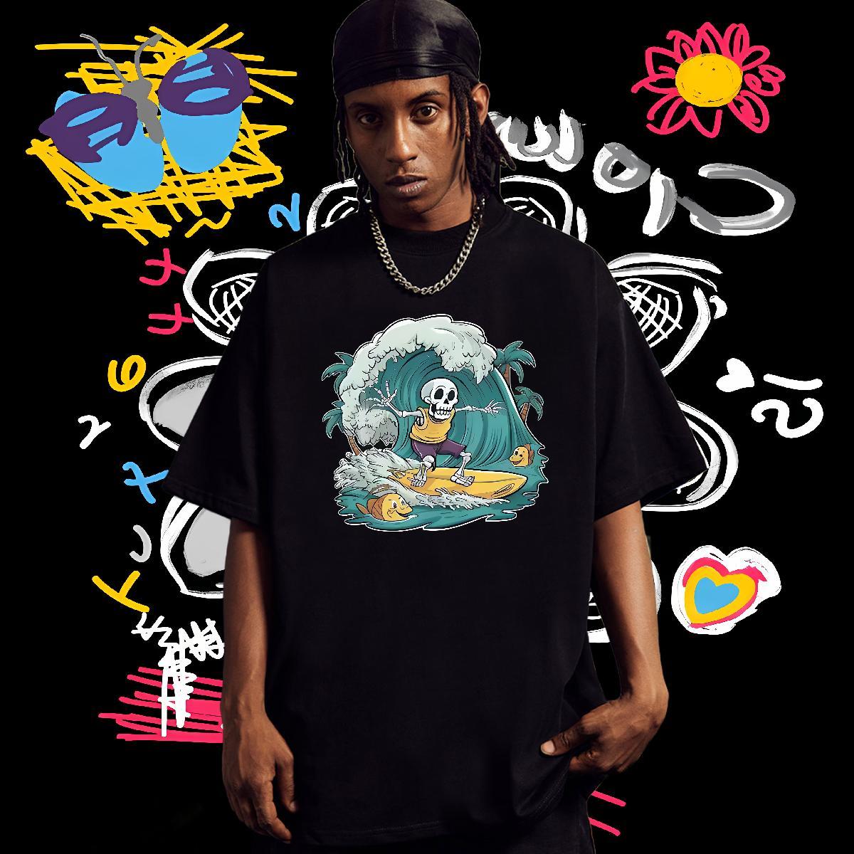 Brand T Shirt For Man 230g Cotton skateboarding Street Casual Anime Breathable Crew Neck Tshirts Designer Fashion Tops Shirt