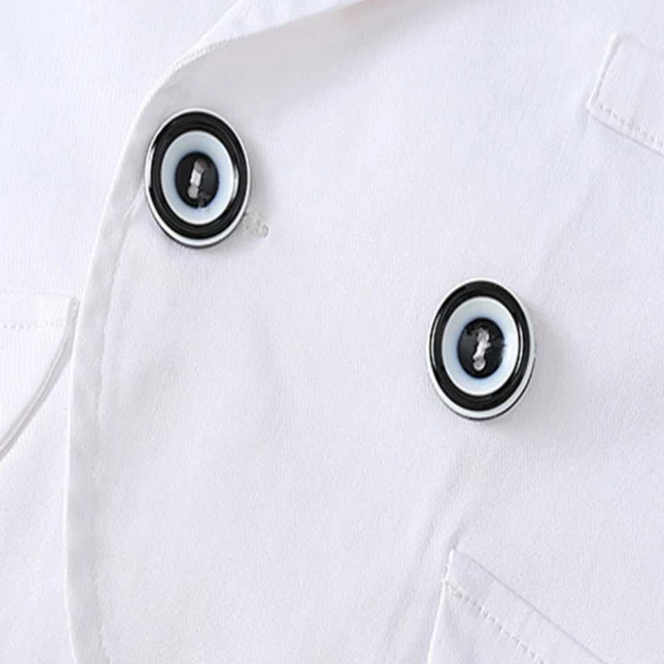 Long sleeved white baby soaking gown boys jumpsuit double chest jacket solid color newborn suit baby autumn suit W240823