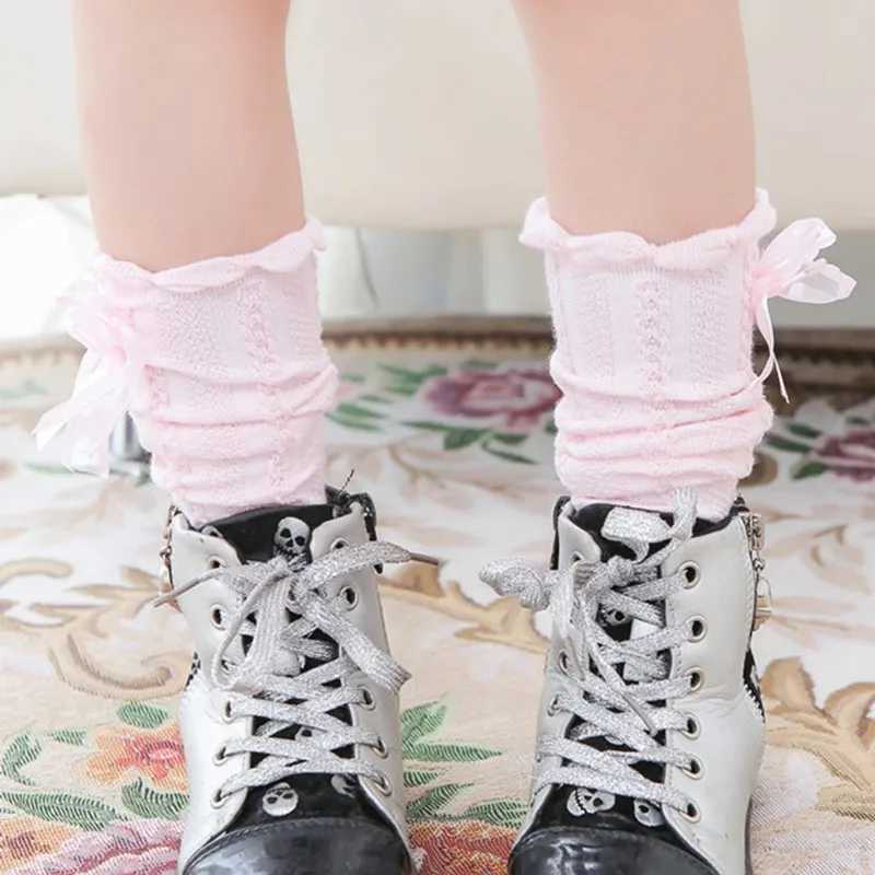 Baby Girls Knee High Socks Long Kids Soft Cotton Ruffle Lace Socks Children School Uniform Socks Mid-calf Socks Leg Warmers CL240824