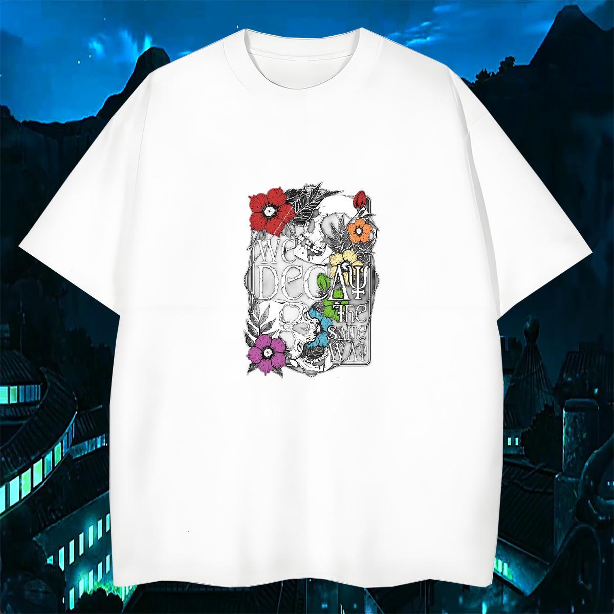 Unisex T Shirt For Man 230g Cotton skull Street wear Hip Hop Custom Printing O-Neck Short Sleeve Tshirts 2024 DIY Clothes