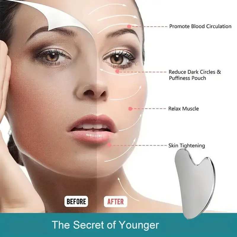 Facial Massage Scraper Stainless Steel Beauty Scraper Face Lift Law Full-Body Dolphin Heart Scraper Holster CL240824