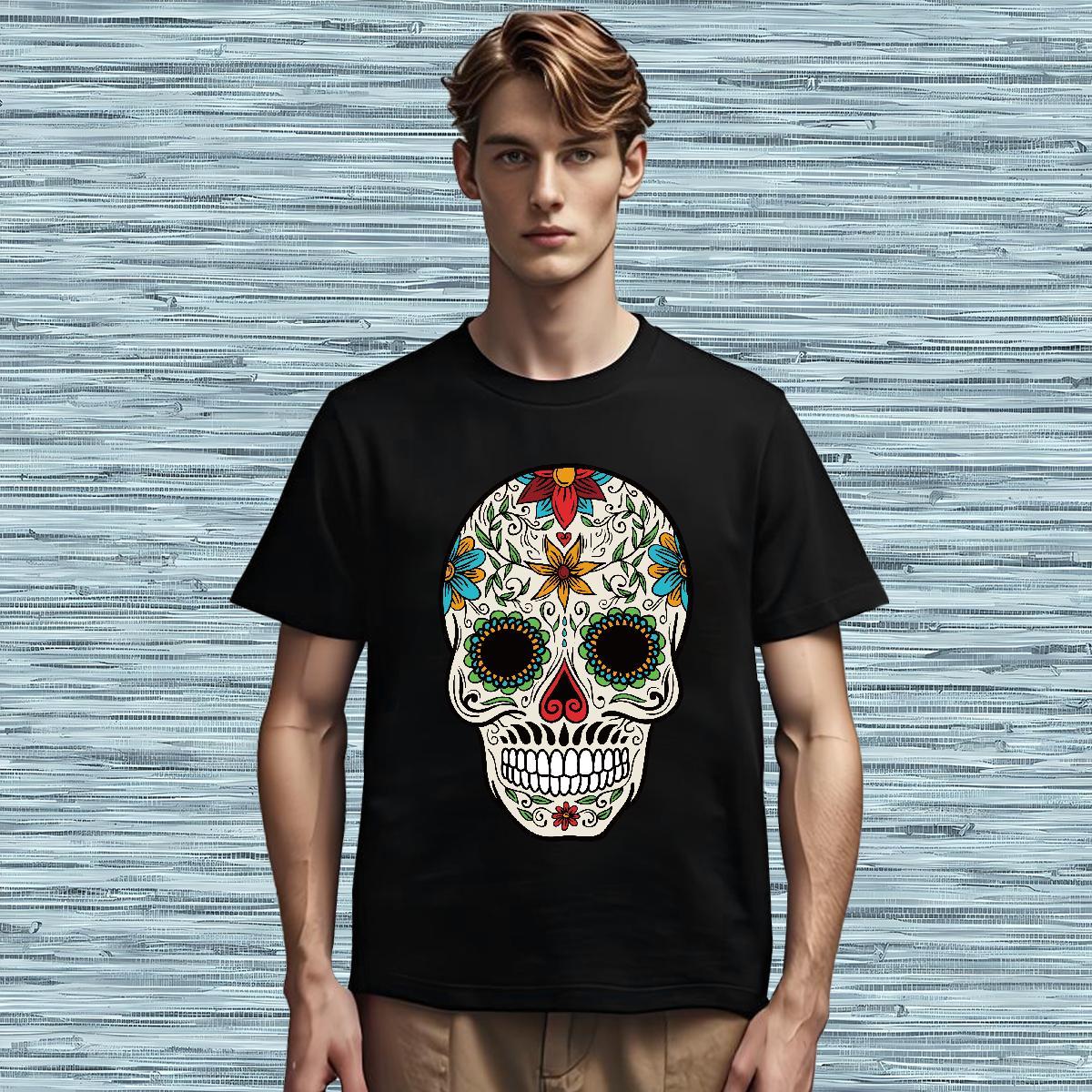 Free Shipping T-Shirts 230g 100% Cotton skull Sports Casual White Plus Size Short Sleeve O-Neck Couples T Shirts Designer Clothings