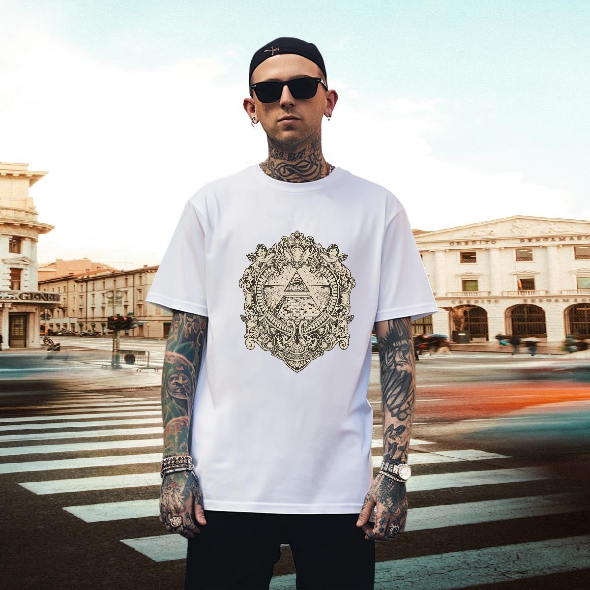 Cool Mens T Shirts 100% Cotton 230g eye of the devil Daily Wear Plus Size Cartoon Breathable Men Tshirts DIY Customized Tops Shirt