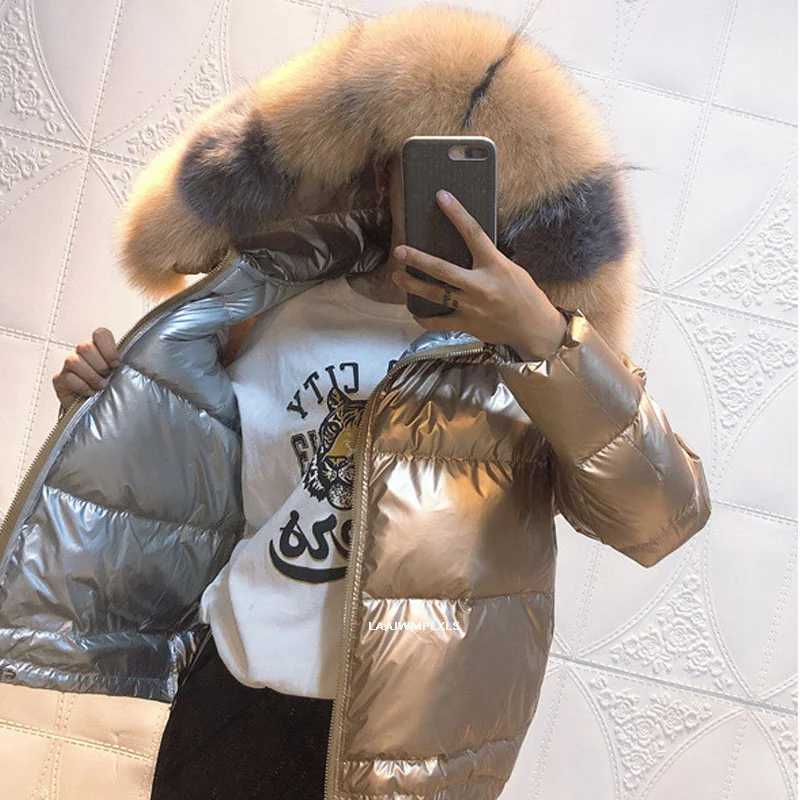 Women's Down Parkas Real 2023 natural fur winter womens Parkas Coats hooded white duck down jacket double-sided waterproof jacket Y240824E1GH