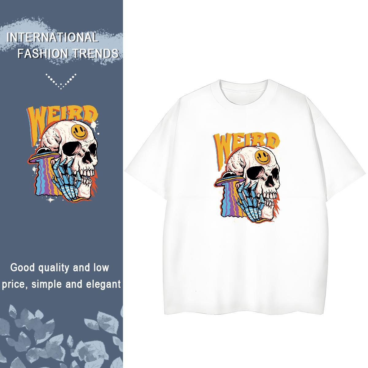 Loose Fit T-Shirts for Men 230g 100% Cotton skull Daily Wear Oversized 3XL 4XL Breathable Crew Neck Men Tees Designer Tops