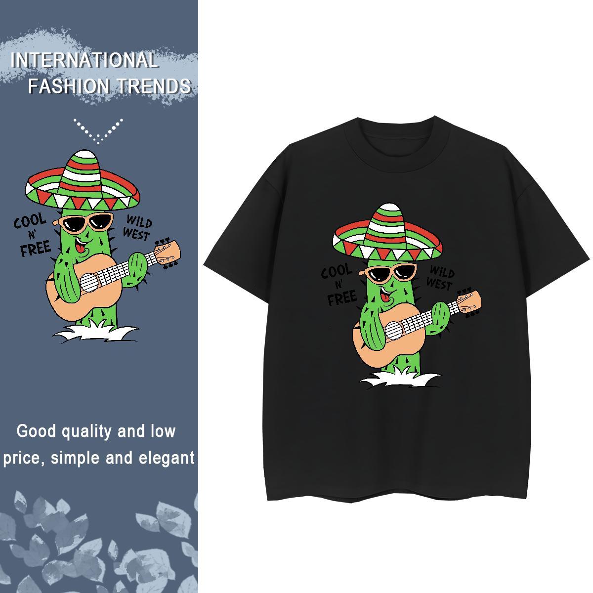 Loose fit Woman Tshirt 230g Pure Cotton letter Casual Beach T-Shirts Breathable Short Sleeve Cartoon Floral Printing Tops