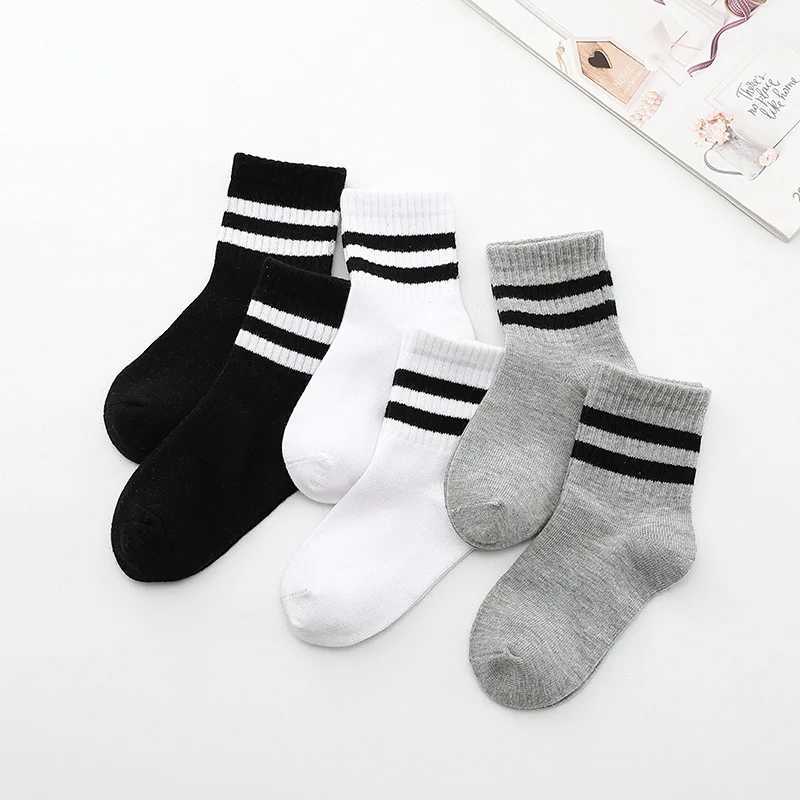 5 Pairs/ Lot Pure Colour Soft Breathable Cotton Kids School Socks Girls Boys Casual Grey Black White Sports Childrens Socks CL240824