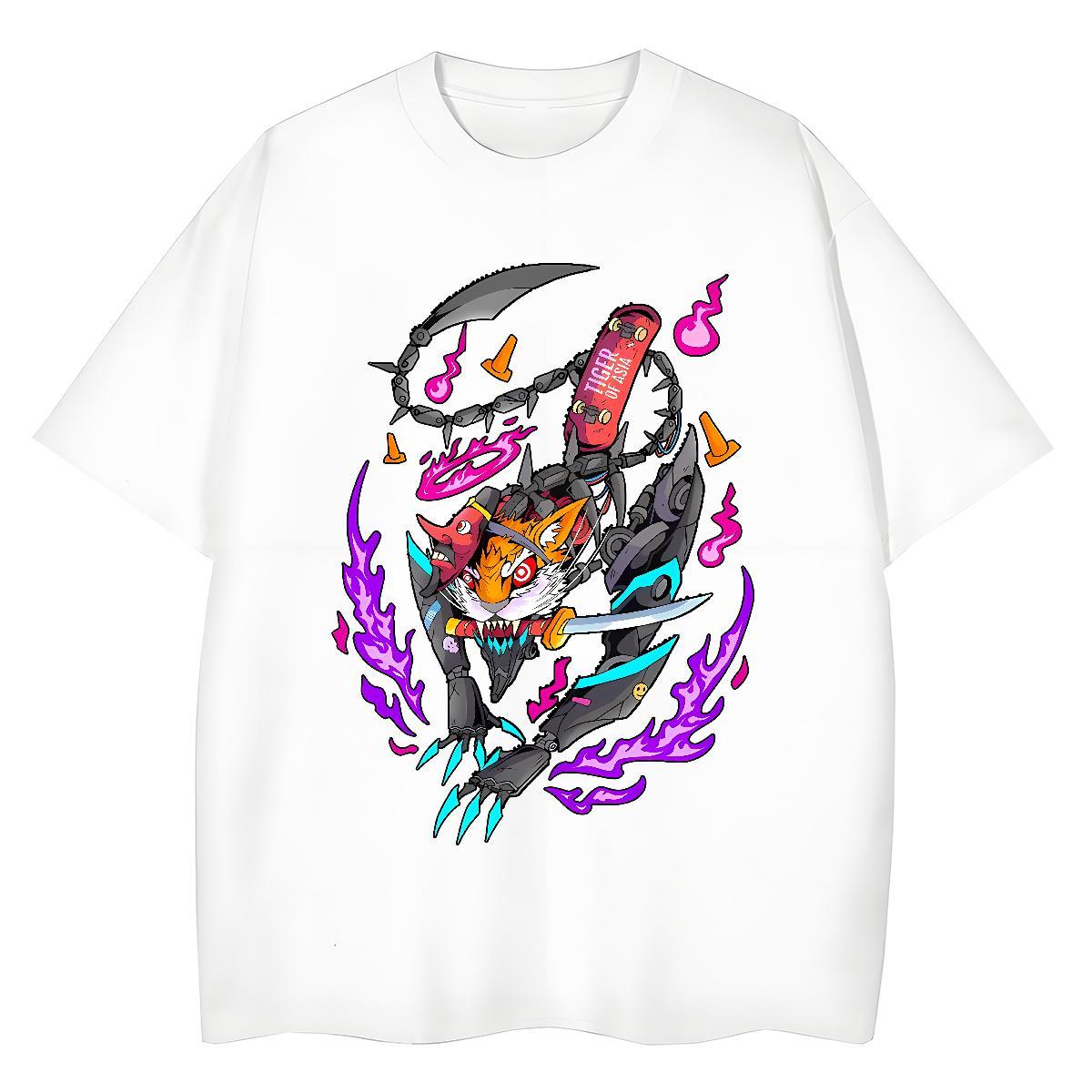 Unisex Unisex Tshirts 230g 100% Cotton cartoon Casual Daily Wear T-Shirts O-Neck Short Sleeve Floral Print Clothes Shirt