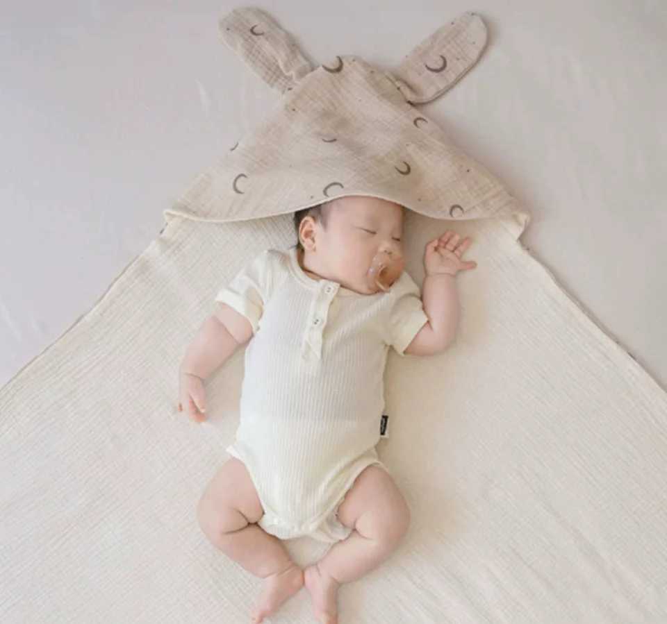 4 Layers Muslin Baby Swaddle Blanket Newborn Summer Cotton Soft Envelope Cocoon Baby Wrap Sleeping Bags Infant Swaddling Me 90cm M240824