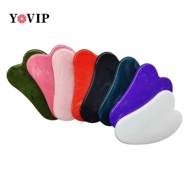 Simulated Jade Gua Sha Scraper Board Stone Face Neck Skin Lifting Wrinkle Remover Beauty Care Plastic Massage Rose Quartz Jade CL240825