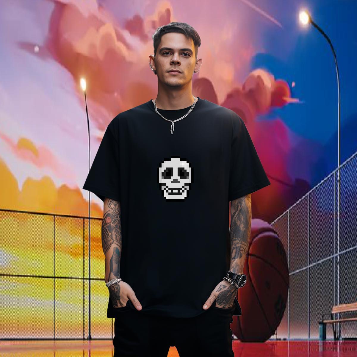 Designer Man T Shirts 230g 100% Cotton skull Casual Beach Custom Print Plus Size Breathable Crew Neck Men Tops Tees DIY Polos