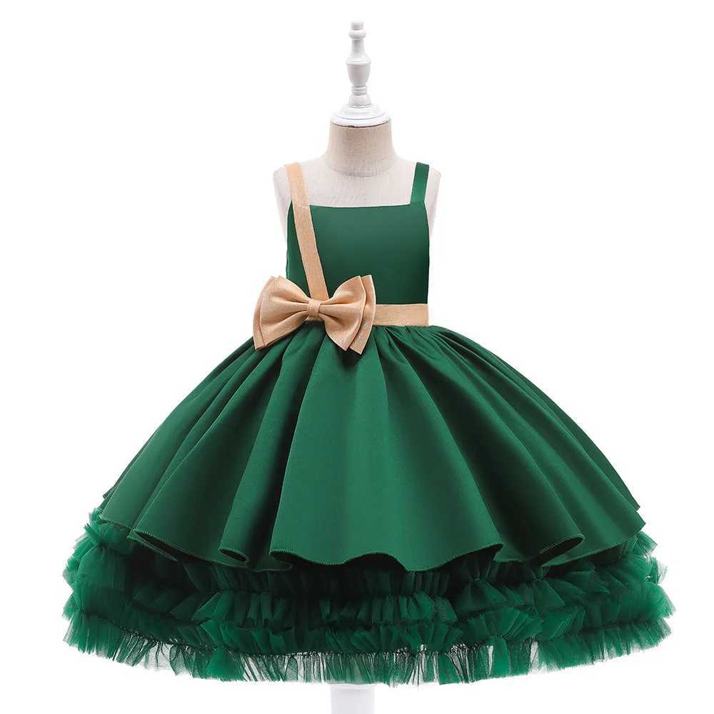 New 2023 Carnival Fashion Childrens Clothing Solid Color Evening Dress Girls Tutu Princess Clothing Childrens 3-10 Years W240823