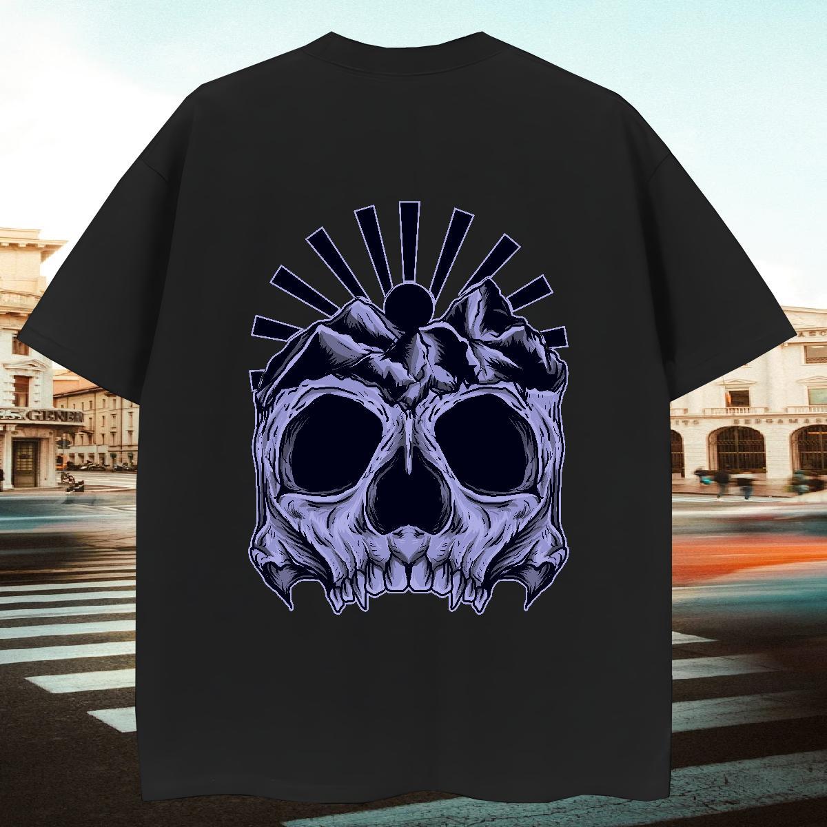 Unisex T Shirts Men 230g Pure Cotton skull High Street Hip Hop Anime Print Breathable Mens Tshirts Free Shipping Polos