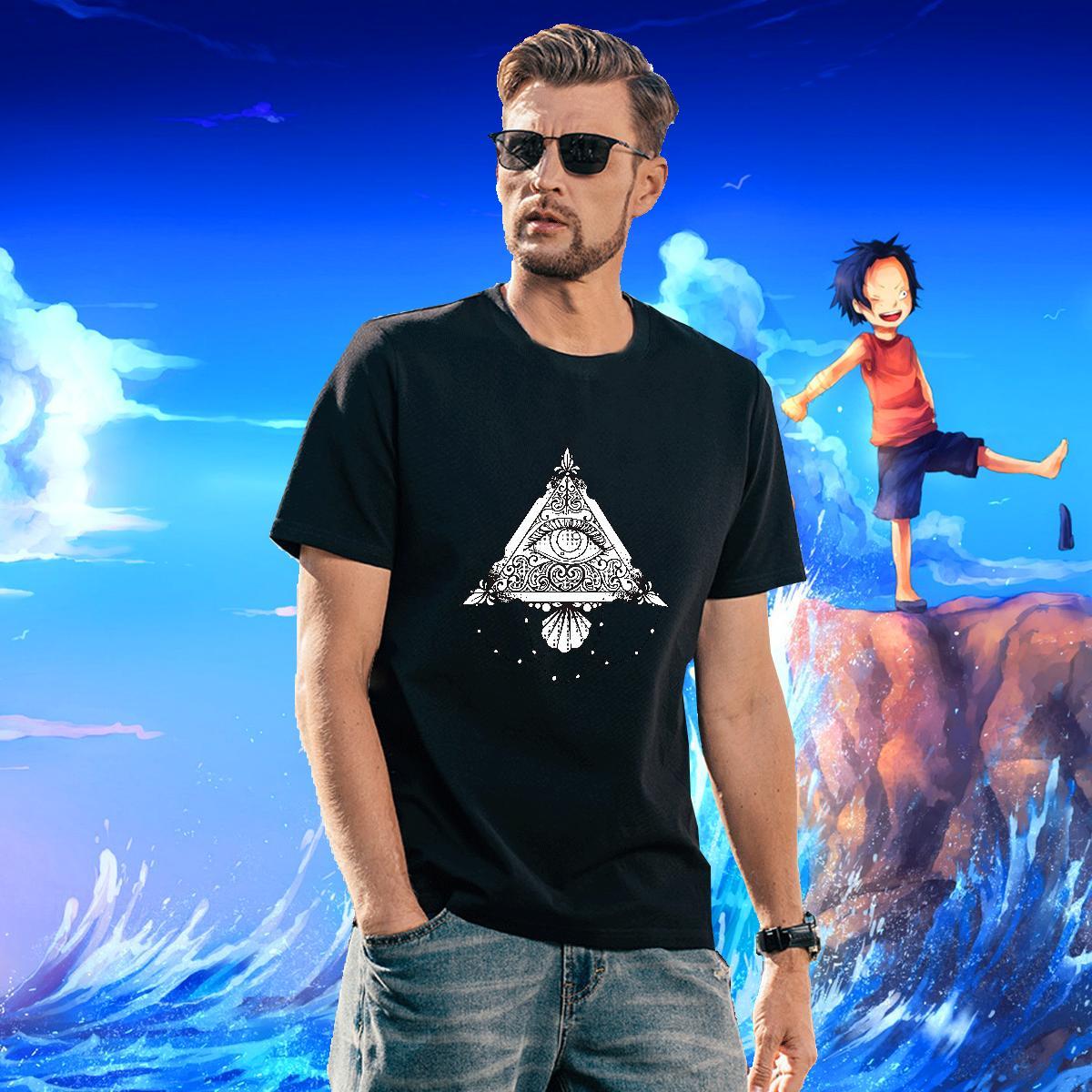 Cool Design T Shirt For Man 230g Cotton eye of the devil Home Outdoor Cartoon Print Crew Neck Tshirts DIY Customized Tops