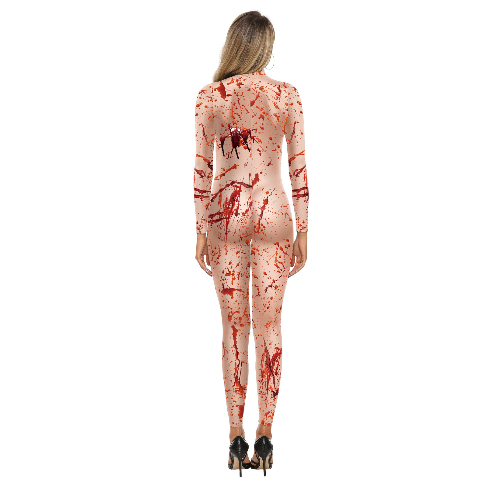 Halloween female cosplay terrifying blood scar printed nurse uniform sexy slim tight fitting Zenti party costume 240823