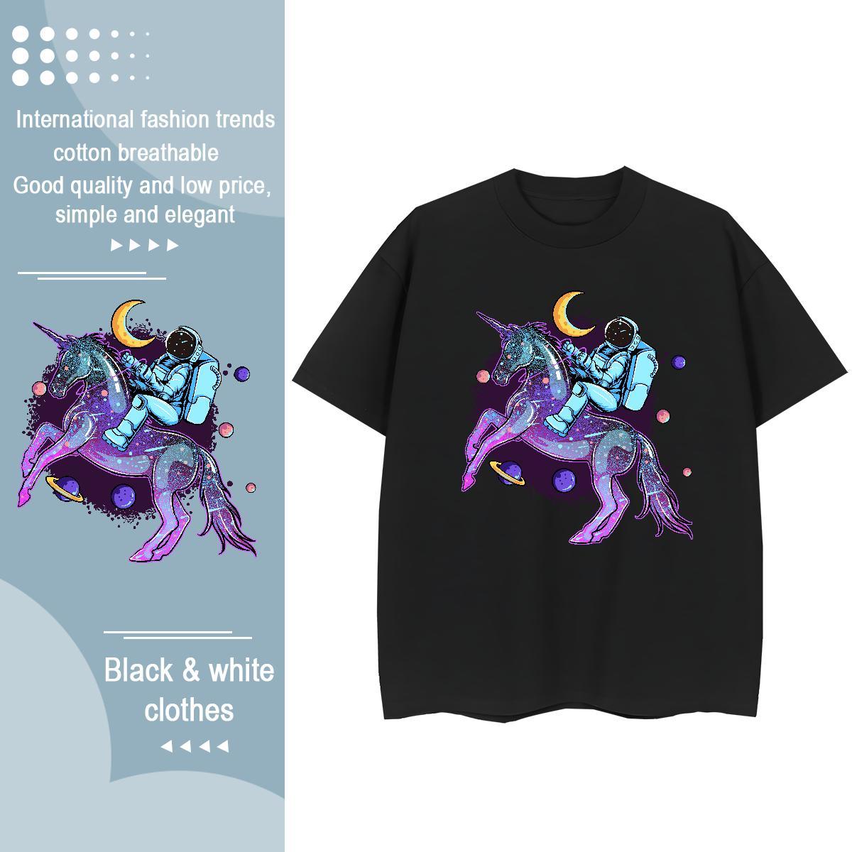 5A Women Tshirts 230g Cotton planet Sports Street Wear T Shirt For Woman Crew Neck DIY Anime Printed Tees Shirts