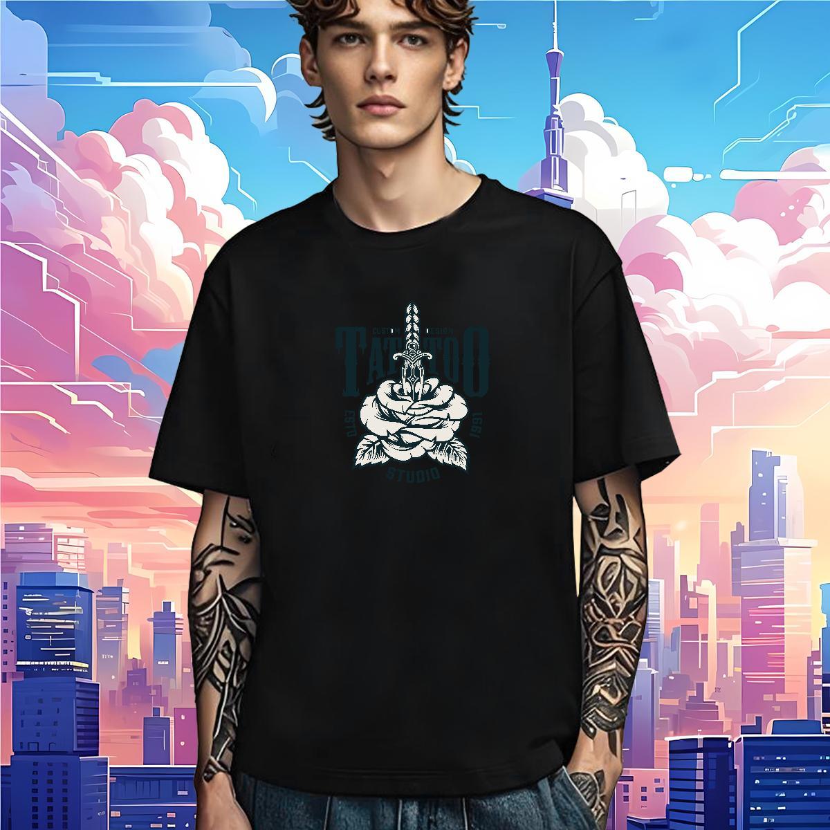 Wholesale T-Shirts for Men 100% Cotton 230g tool Anime Printing Street DIY Anime Pure Cotton Couples T Shirts Fashion Design Wear