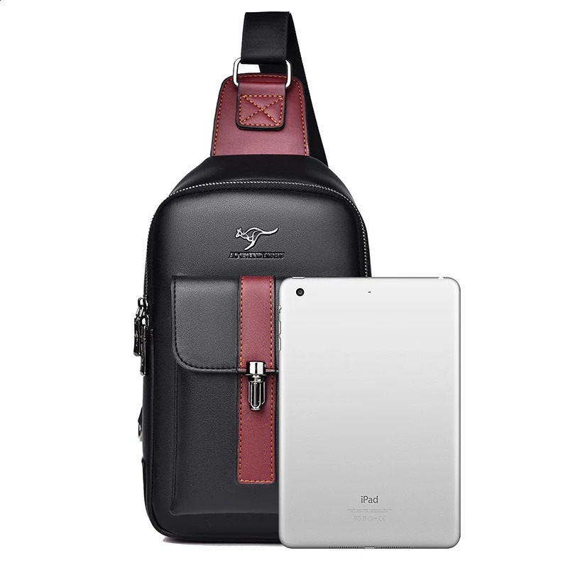 Kangaroo y Mens Chest Bag Leather Cross Body Bag Mens Travel Sling Bag Black Brown Messenger Shoulder Bag Men 240824