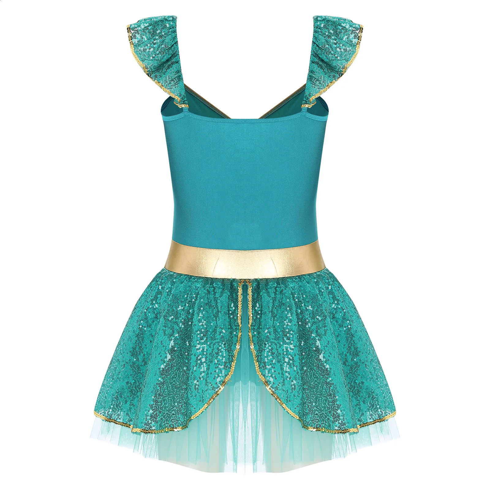 Womens Arabian princess costume with flying sleeves gemstone sequins sheer bodysuit Tutu dress Halloween carnival theme party roleplaying outfit w2408
