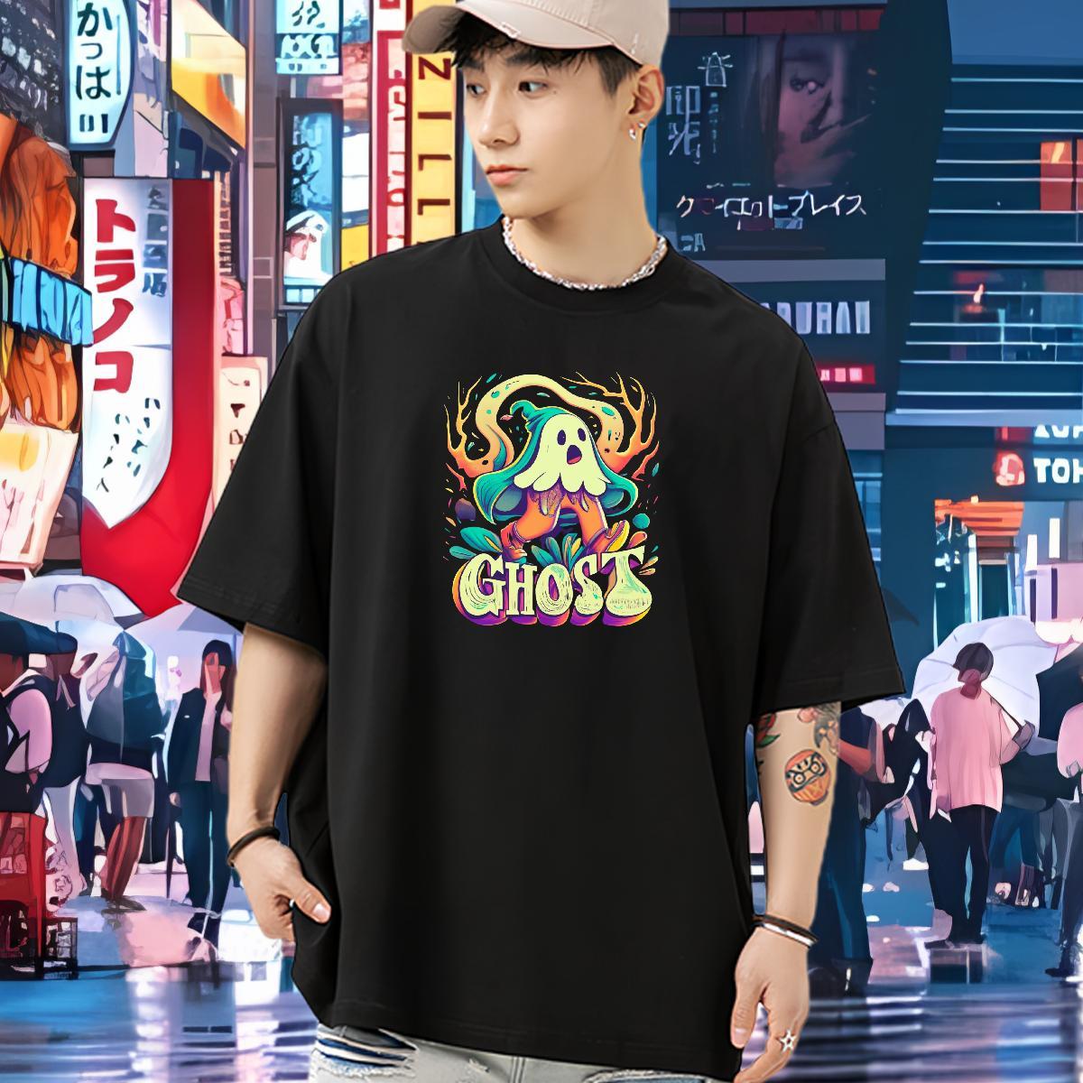 Designer T-Shirts for Men 230g 100% Cotton skull Street Casual Floral Print Short Sleeve O-Neck Men Tees 2024 New Clothings