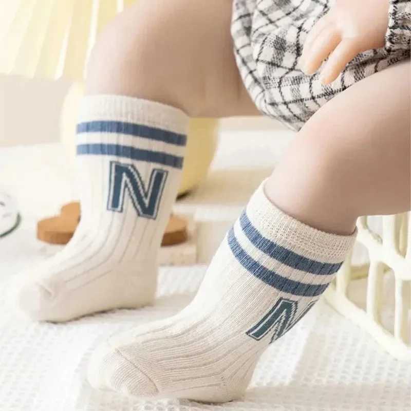 Children Boys Crew Socks Half Baby Boys Cotton Letter Socks Fashion Ribbed Infant Boys Socks 0-5Y Boys Socks Clothes Accessories CL240824