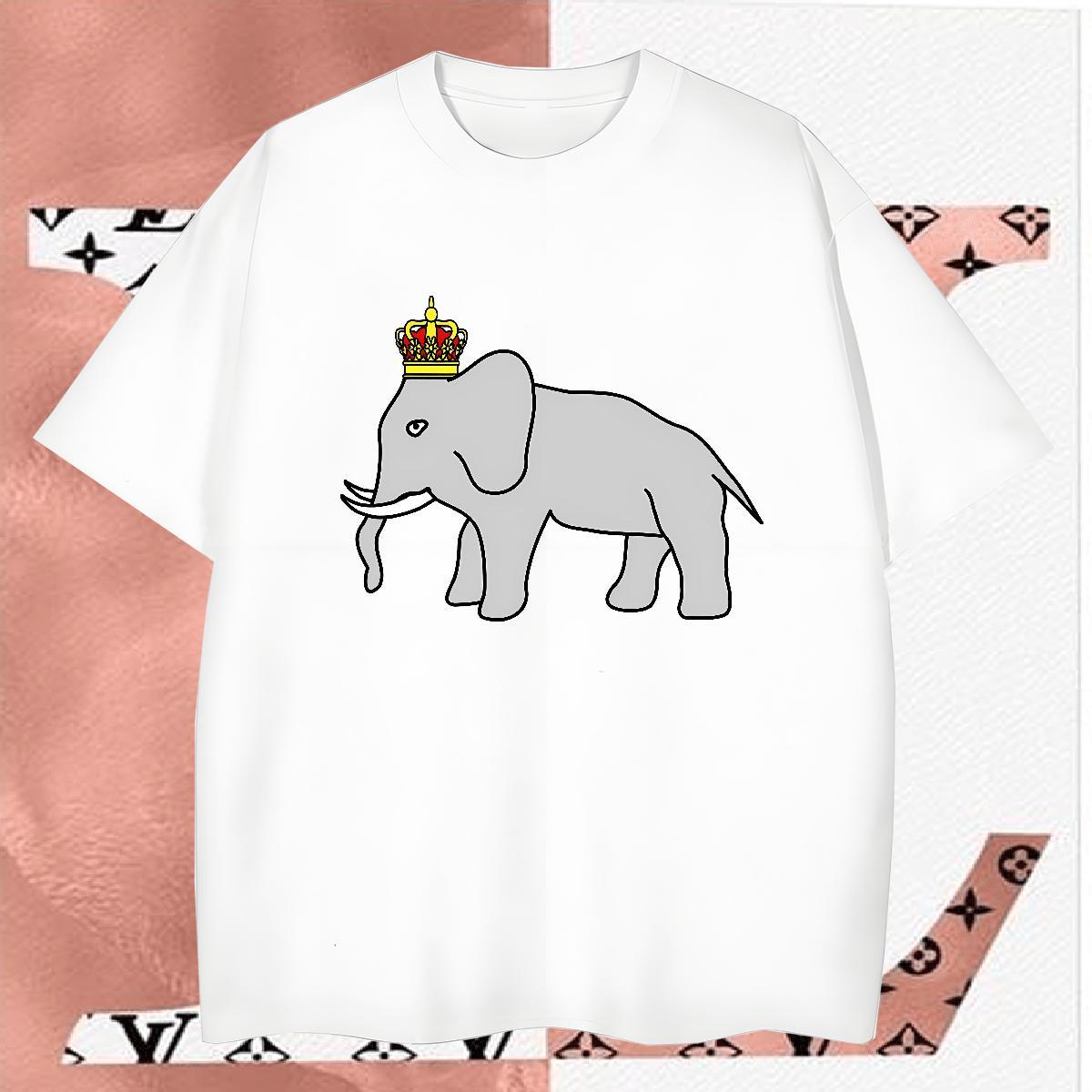 New Men Tees elephant Spring Summer 230g 100% Cotton Tops Shirt Breathable Crew Neck Brand T shirt Asian Size